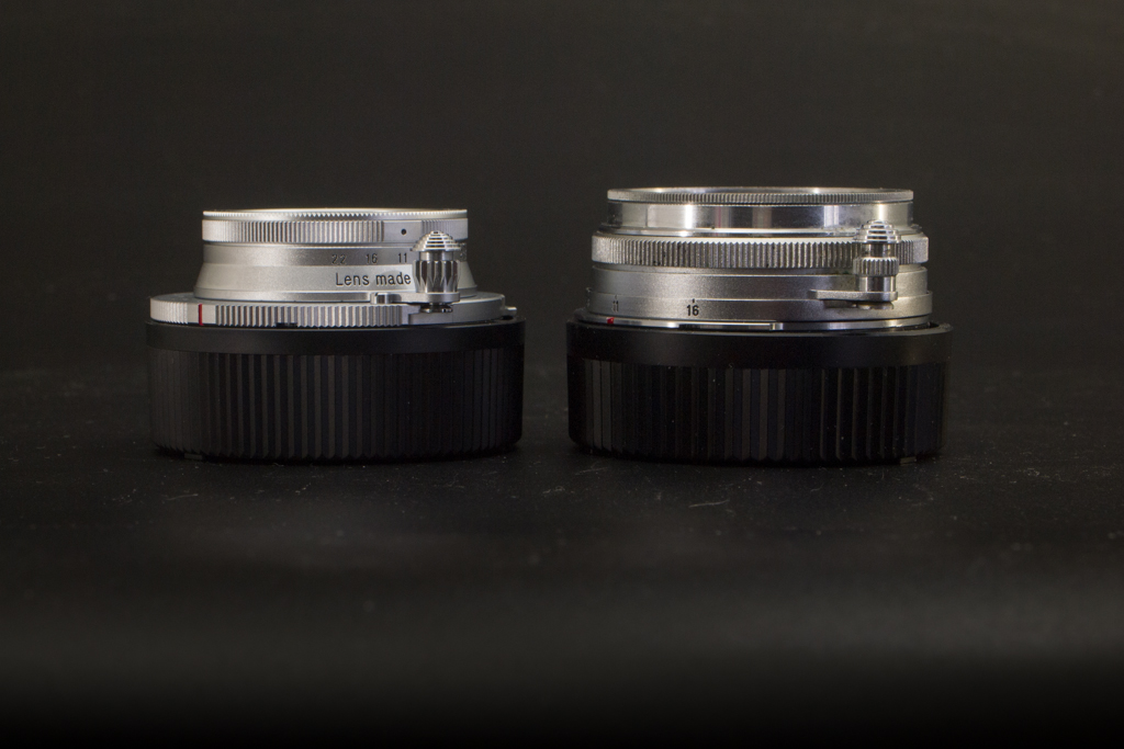 左 COLOR-SKOPAR 35mm F3.5 Aspherical 右 右 Canon 25mm F3.5(L)